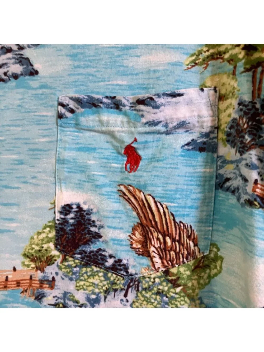 Polo Ralph Lauren Mens Vintage Y2K Tropical Pocket Shirt Size 3XB Blue SP EXC